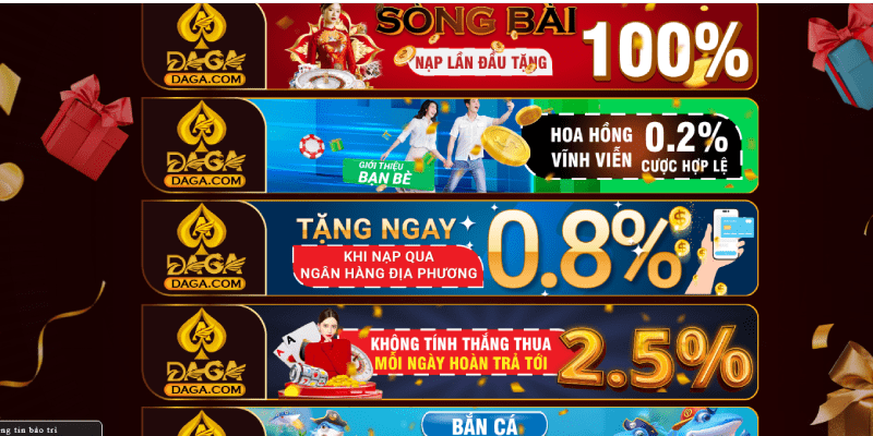 Các chương trình và điều kiện nhận khuyến mãi Daga Các chương trình khuyến mãi tại DAGA