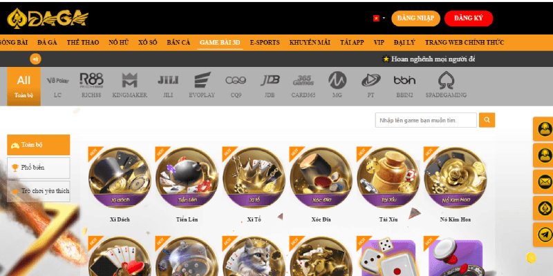 TRANG CHỦ Sảnh game bài 3D Daga với các bộ môn từ cổ điển đến hiện đại